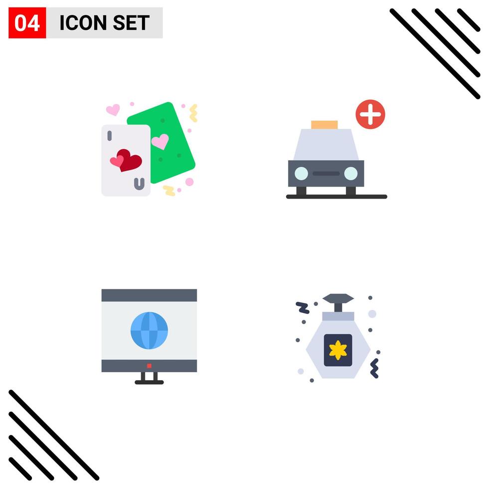 grupo de símbolos de ícone universal de 4 ícones planos modernos de vida de computador de cartões mais elementos de design de vetores editáveis de aprendizagem