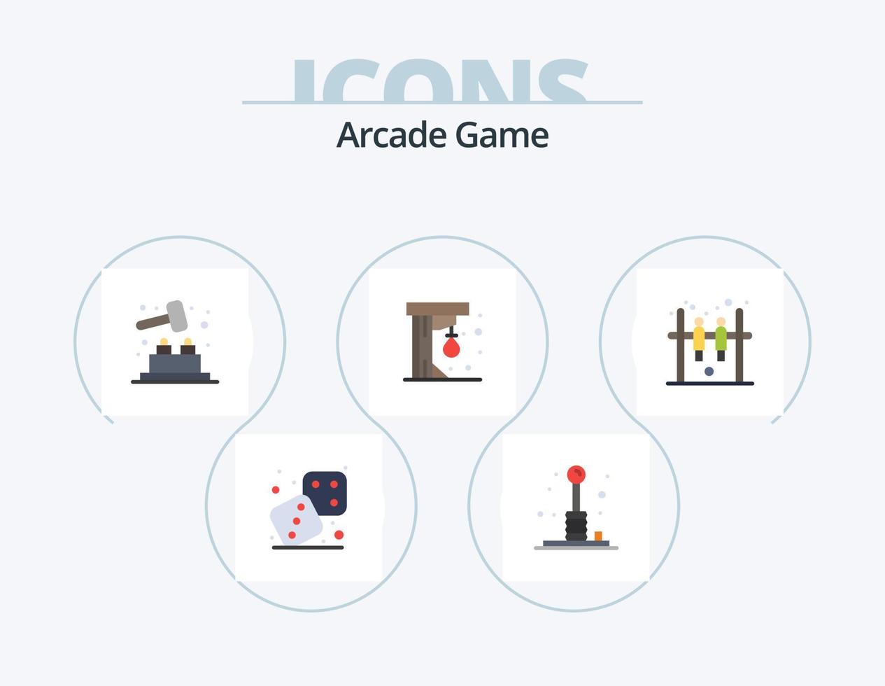 Arcade Flat Icon Pack 5 design de ícone. jogos. Reproduzir. lazer. jogos. bola de boxe vetor