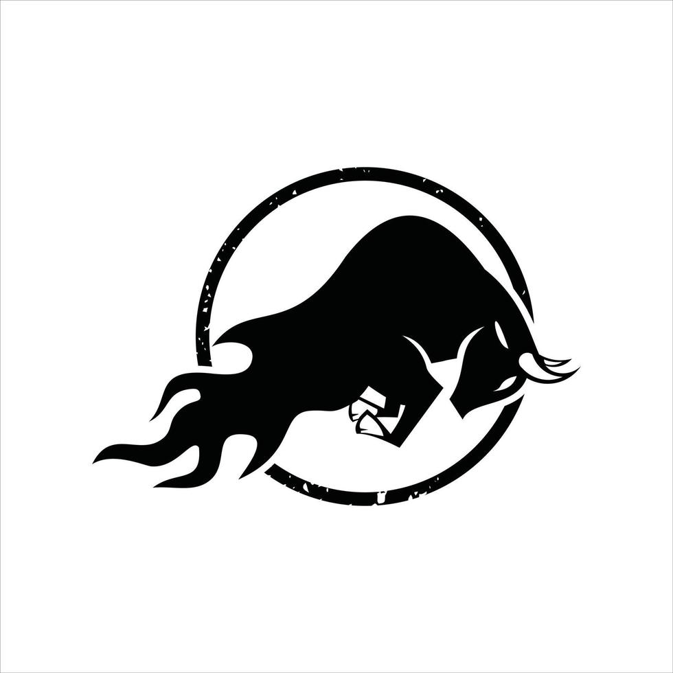 ilustração vetorial de logotipo de ícone de touro ardente, idéias de elementos gráficos de silhueta de animais selvagens vetor