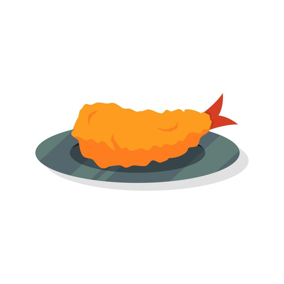 ilustração de um tempura ou camarão frito. comida japonesa. culinária asiática. vetor