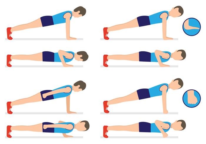 Homens fazendo Push Ups Flat Vectors