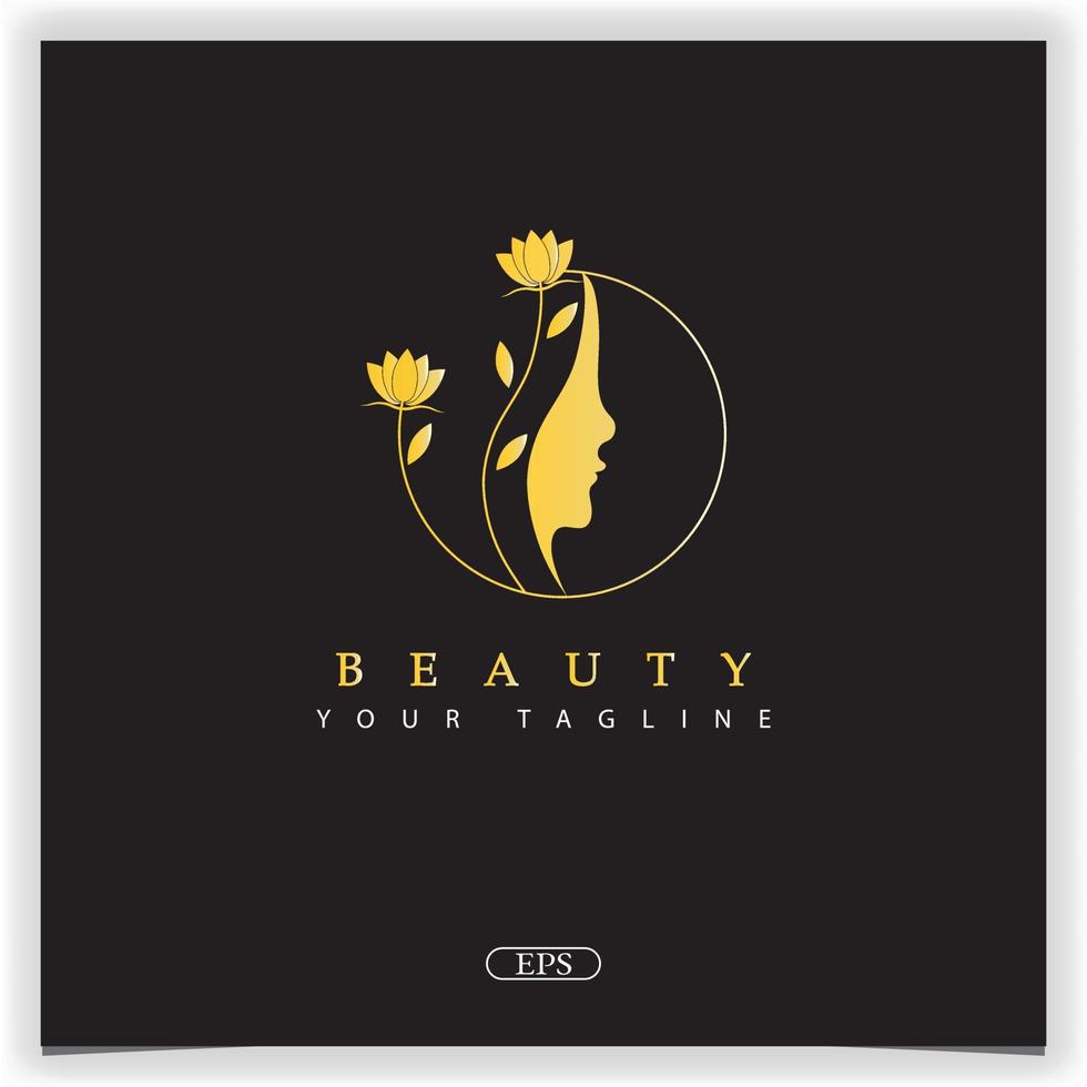 mulher de ouro de luxo com logotipo de conceito de gradiente de beleza vetor de modelo elegante premium eps 10