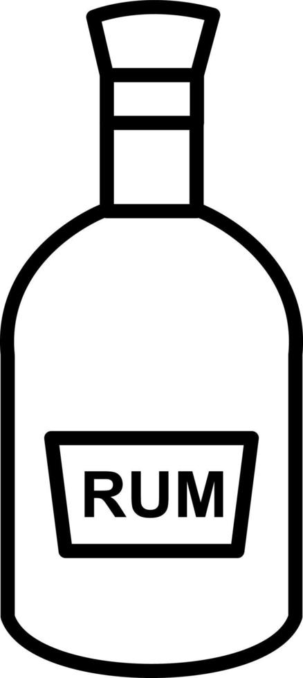 garrafa de ícone de linha de rum vetor