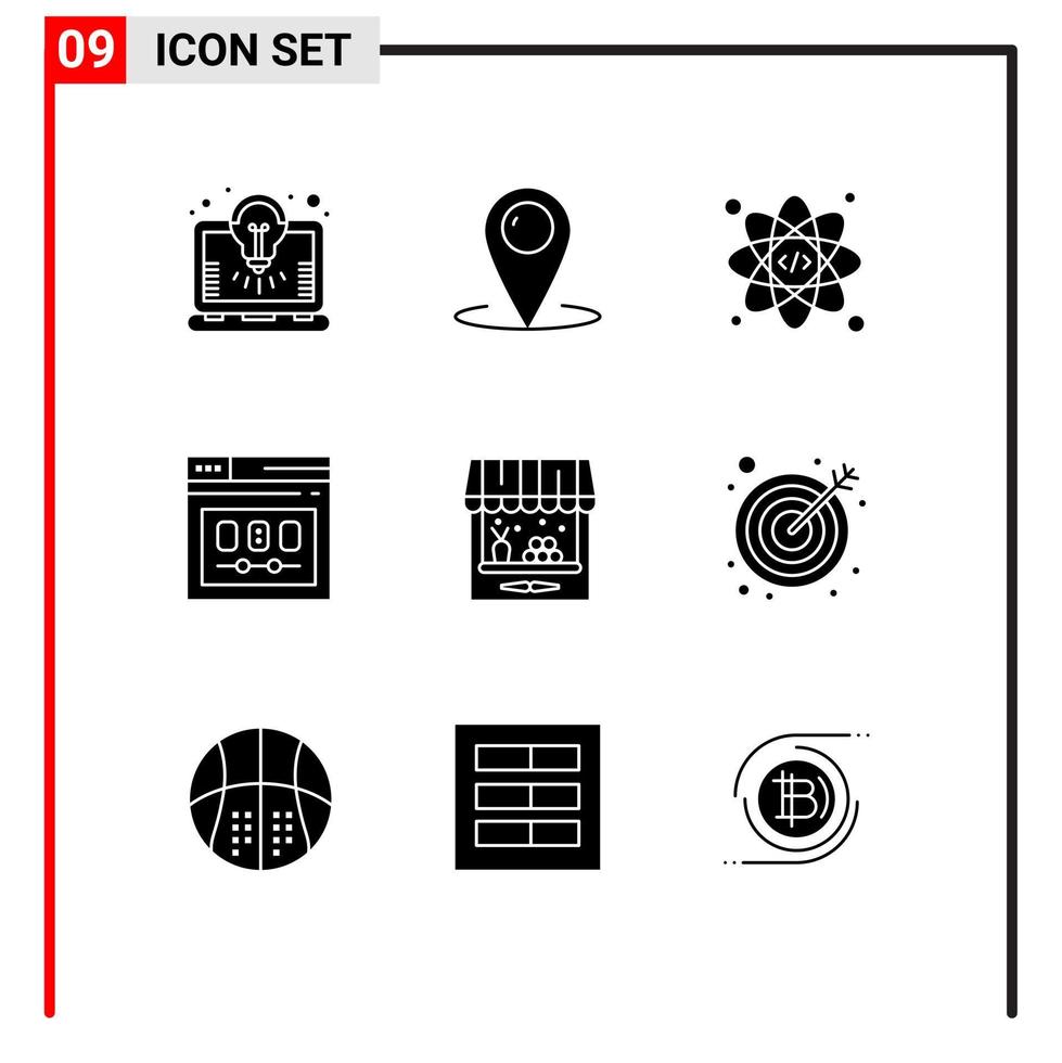 9 ícones criativos sinais modernos e símbolos de elementos de design de vetores editáveis de navegador de modelo de serviço da web de agricultura