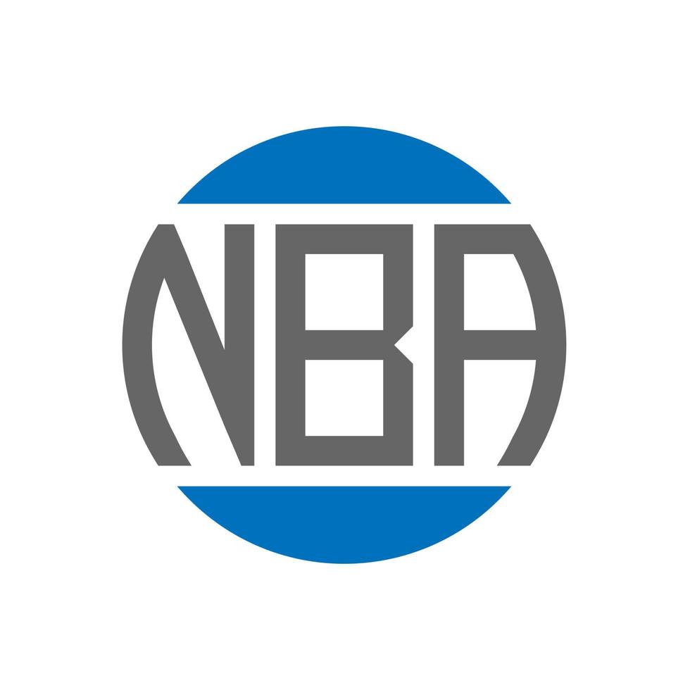 design do logotipo da carta nba em fundo branco. conceito de logotipo de círculo de iniciais criativas nba. design de letras nba. vetor