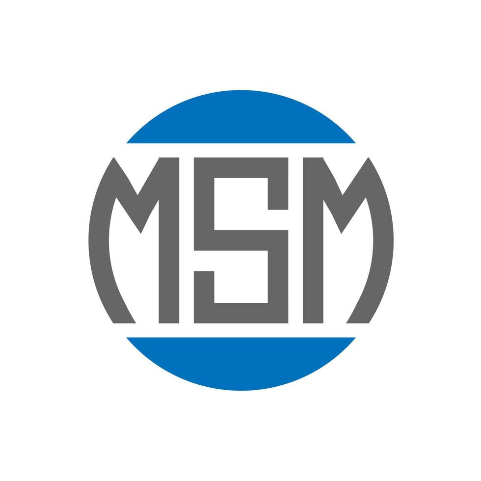 design de logotipo de carta msm em fundo branco. conceito de logotipo de círculo de iniciais criativas msm. design de letra msm. vetor