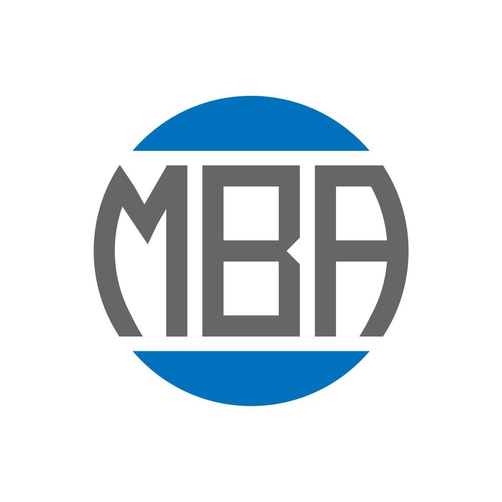 design de logotipo de carta mba em fundo branco. mba iniciais criativas círculo conceito de logotipo. design de letras mba. vetor