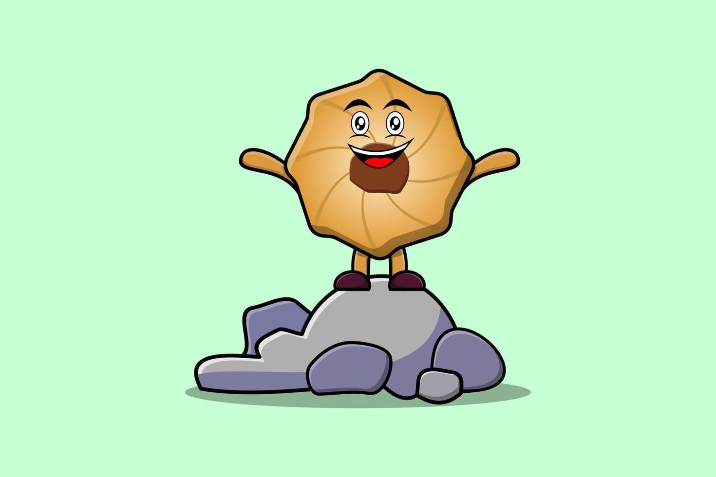 personagem de biscoitos de desenho animado bonito em pé na pedra vetor