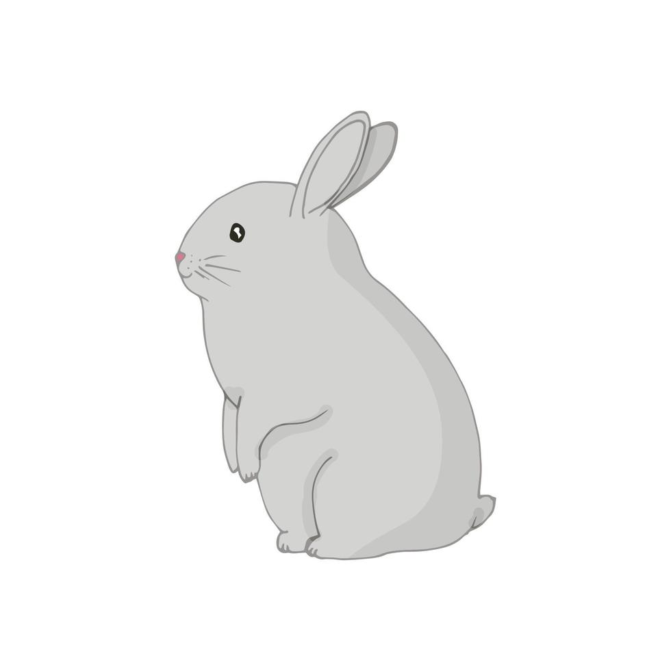 o coelho está sentado isolado no branco. ilustração vetorial desenhada à mão. vetor