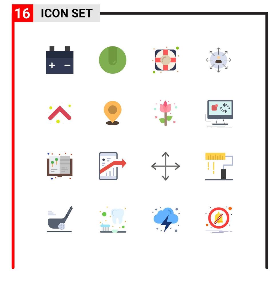 16 cores planas de vetores temáticos e símbolos editáveis de setas apoiam o pacote editável de elementos de design de vetores criativos para funcionários