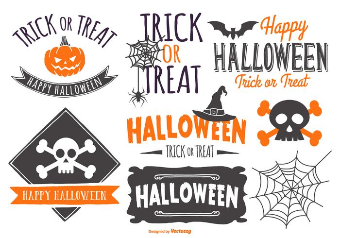 Coleção tipográfica típica da etiqueta de Halloween vetor