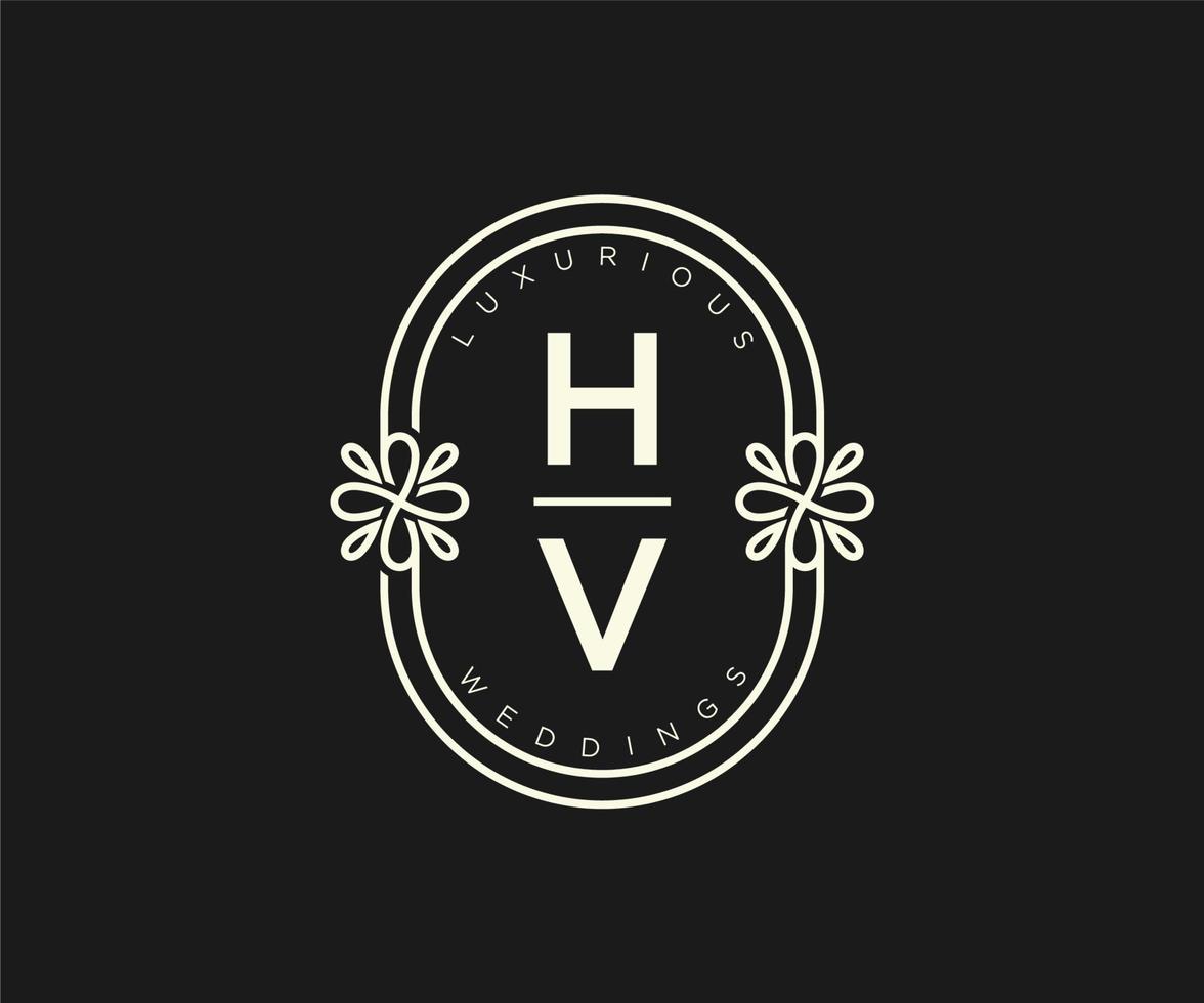 hv letras iniciais modelo de logotipos de monograma de casamento, modelos modernos minimalistas e florais desenhados à mão para cartões de convite, salve a data, identidade elegante. vetor