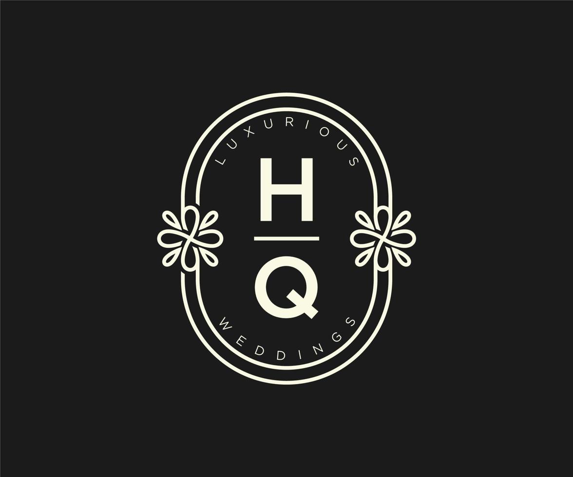 hq letras iniciais modelo de logotipos de monograma de casamento, modelos modernos minimalistas e florais desenhados à mão para cartões de convite, salve a data, identidade elegante. vetor