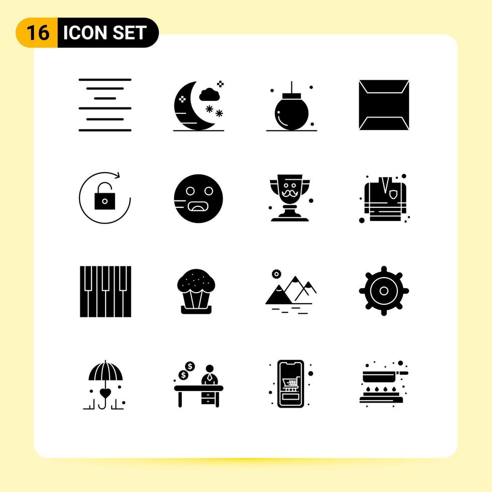 pacote de ícones vetoriais de estoque de 16 sinais e símbolos de linha para emojis girar elementos de design de vetores editáveis de envelope de seta de natal