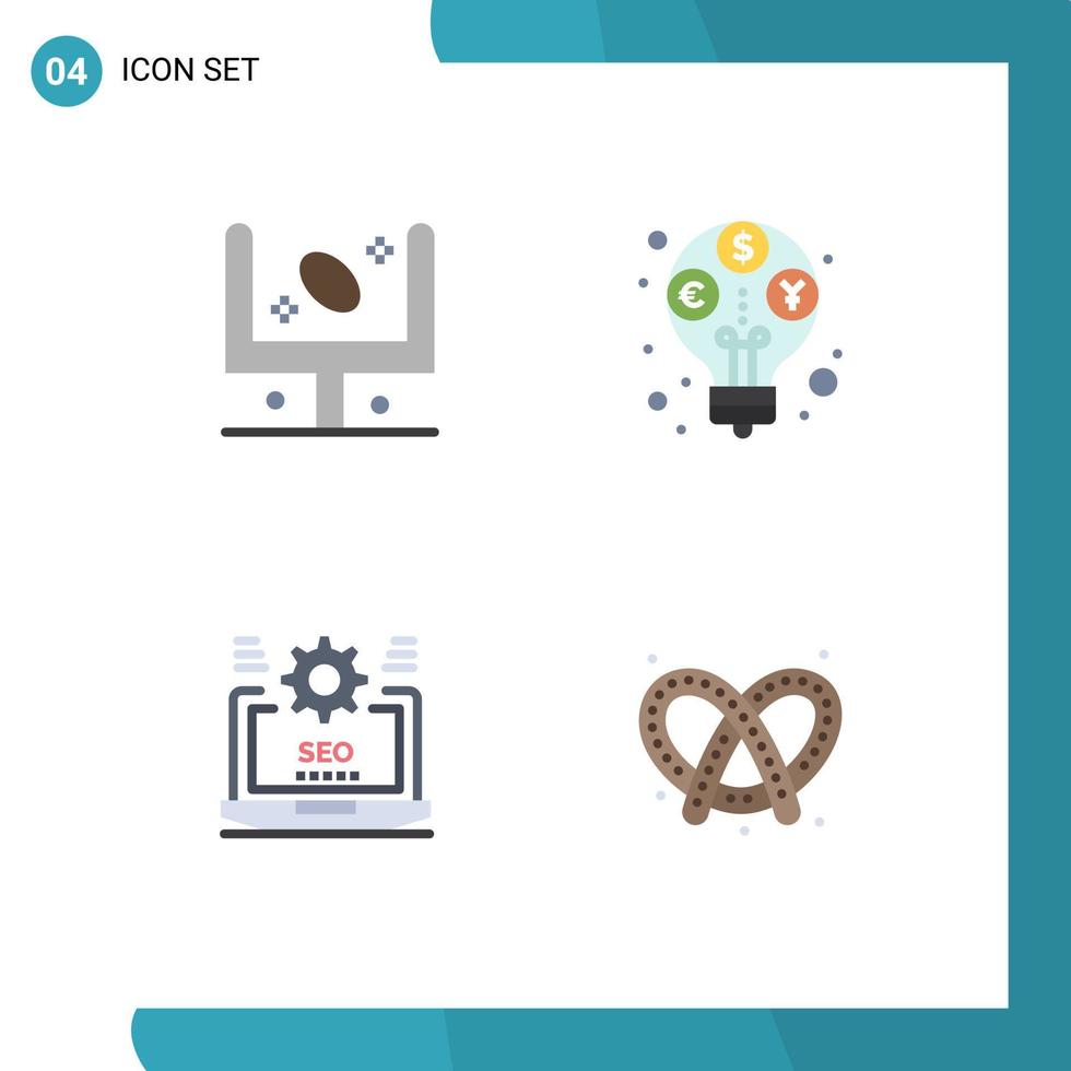 conjunto moderno de pictograma de 4 ícones planos de elementos de design de vetores editáveis de lucro de meta de seo americano