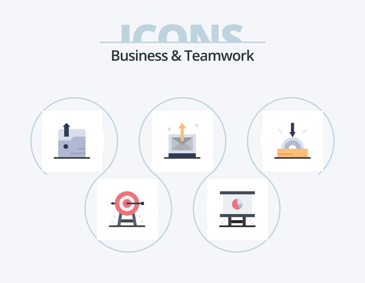 design de ícone plano de negócios e trabalho em equipe 5 ícones. tecnologia. correspondência. planejamento. o negócio. Envio vetor