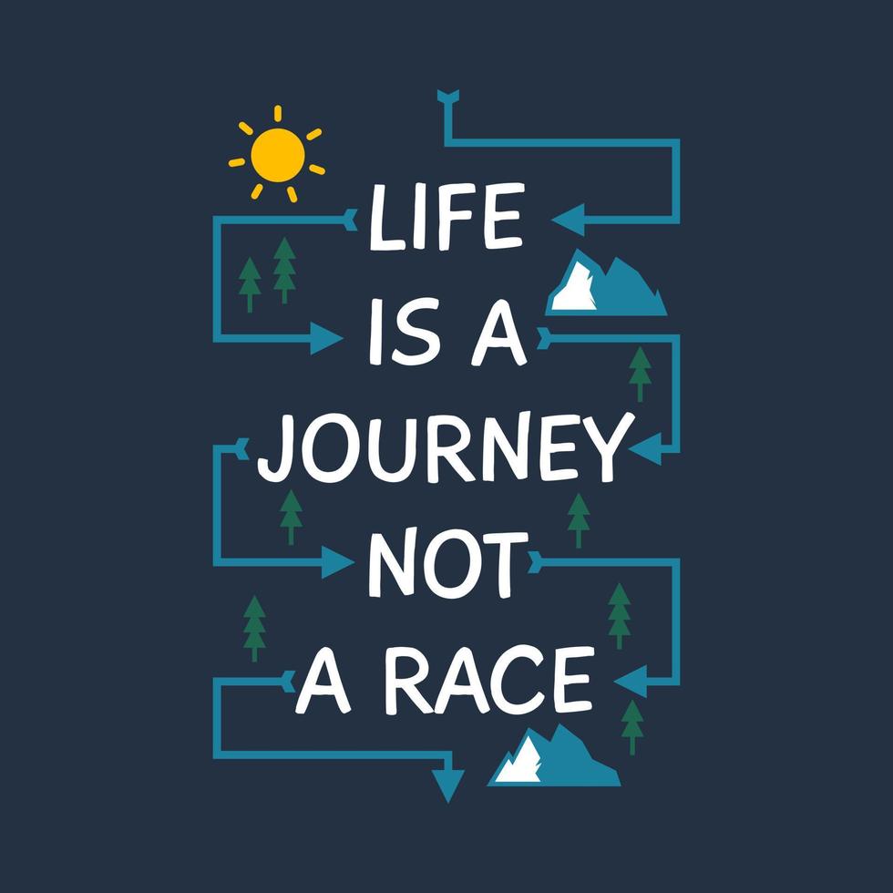 a vida é uma jornada, não um design de citação de tipografia de corrida, aventura e viagem. vetor