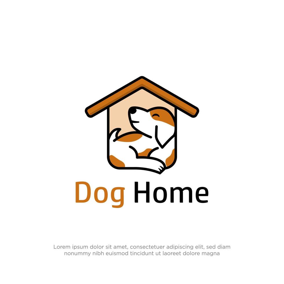 design de logotipo de casa de cachorro de beleza, inspiração de logotipo de desenho animado de casa de cachorro vetor