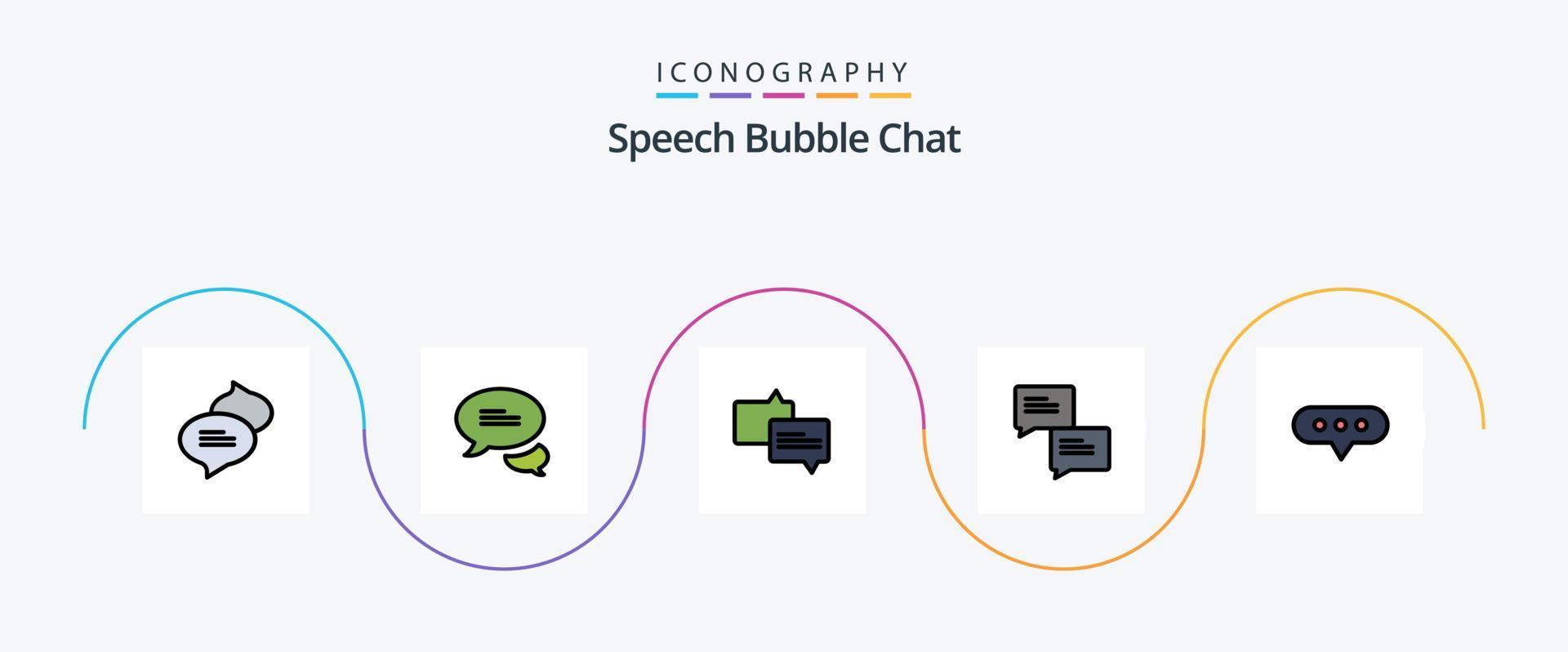 linha de bate-papo preenchida com 5 ícones planos, incluindo . mensagem. vetor