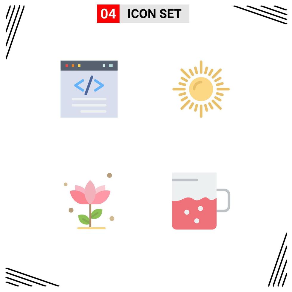 pacote de ícones de vetores de estoque de 4 sinais e símbolos de linha para navegador floral html natureza elementos de design de vetores editáveis
