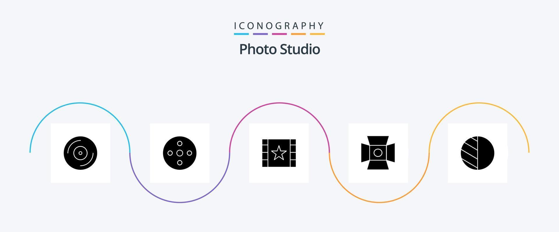 pacote de ícones do glifo 5 do estúdio fotográfico, incluindo sombra. edição. pág. estúdio. foto vetor