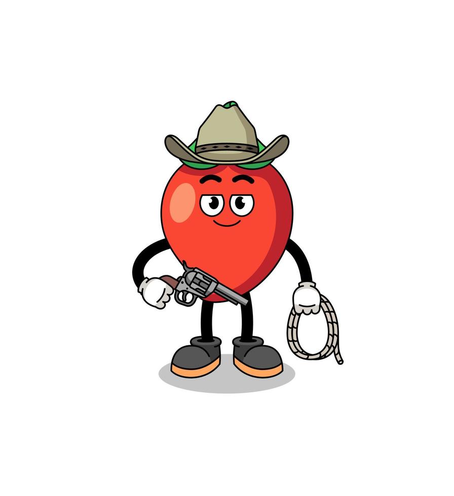 mascote de personagem de pimenta como um cowboy vetor
