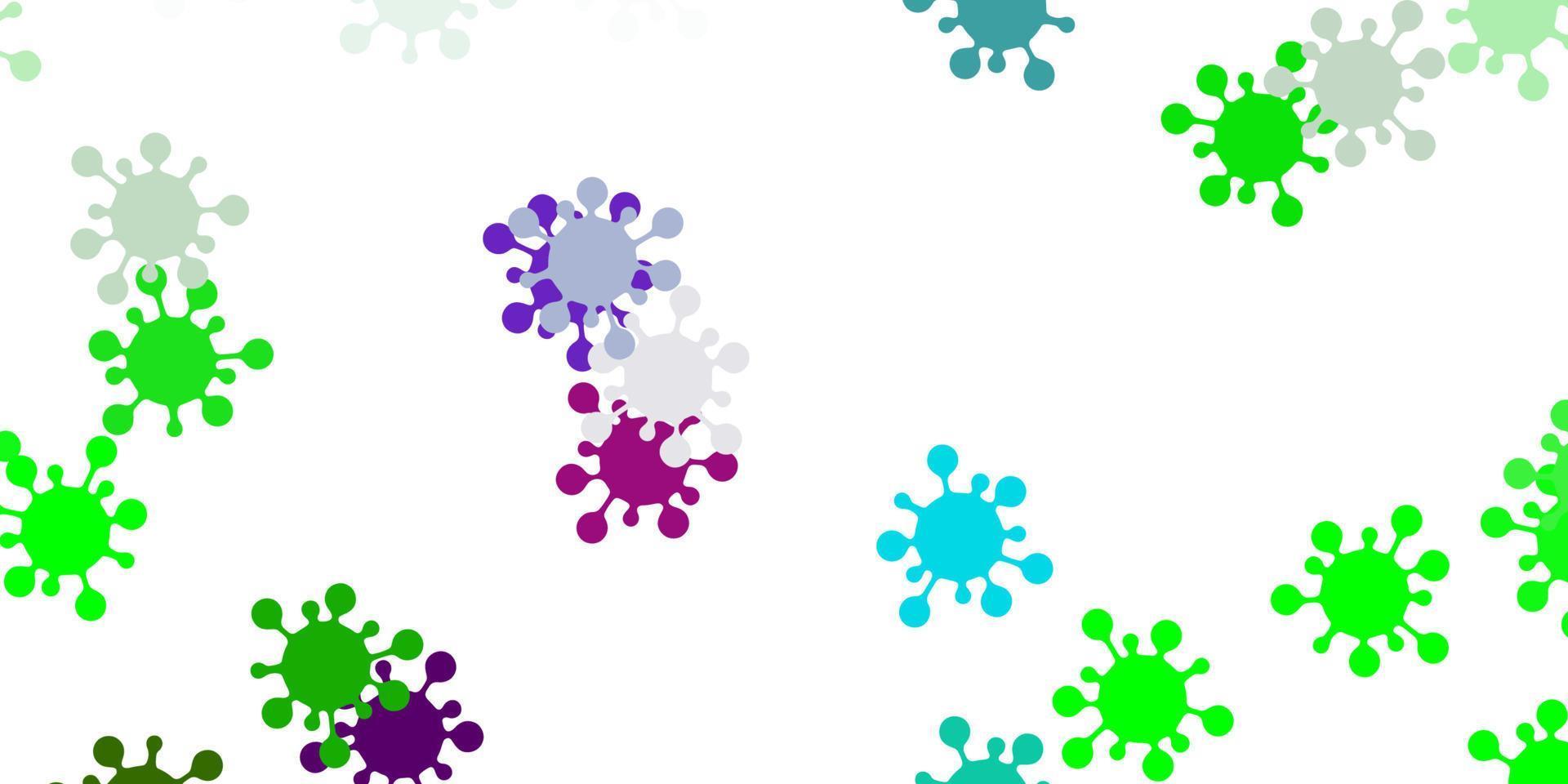 padrão de vetor rosa claro verde com elementos de coronavírus.