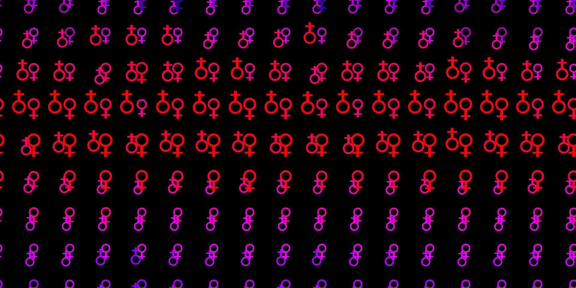 textura vector rosa claro roxo com símbolos dos direitos das mulheres.
