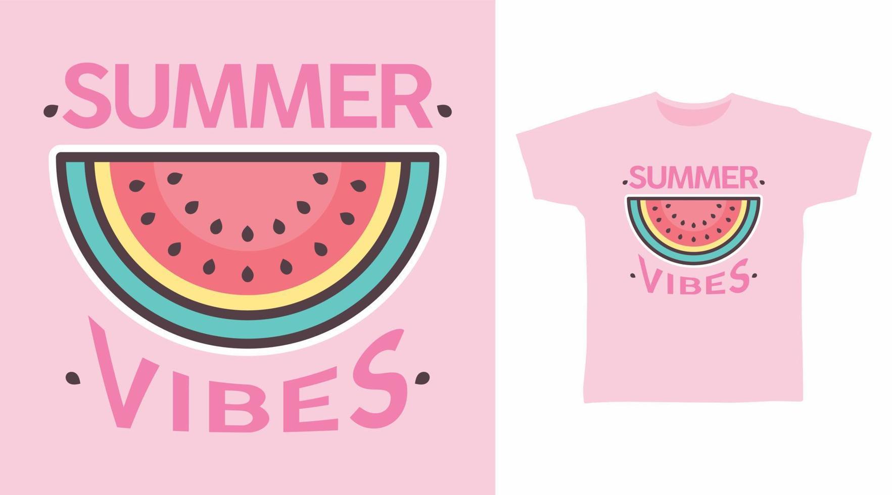 verão vibrações melancia ilustração vetorial design de t-shirt e outros usos. vetor