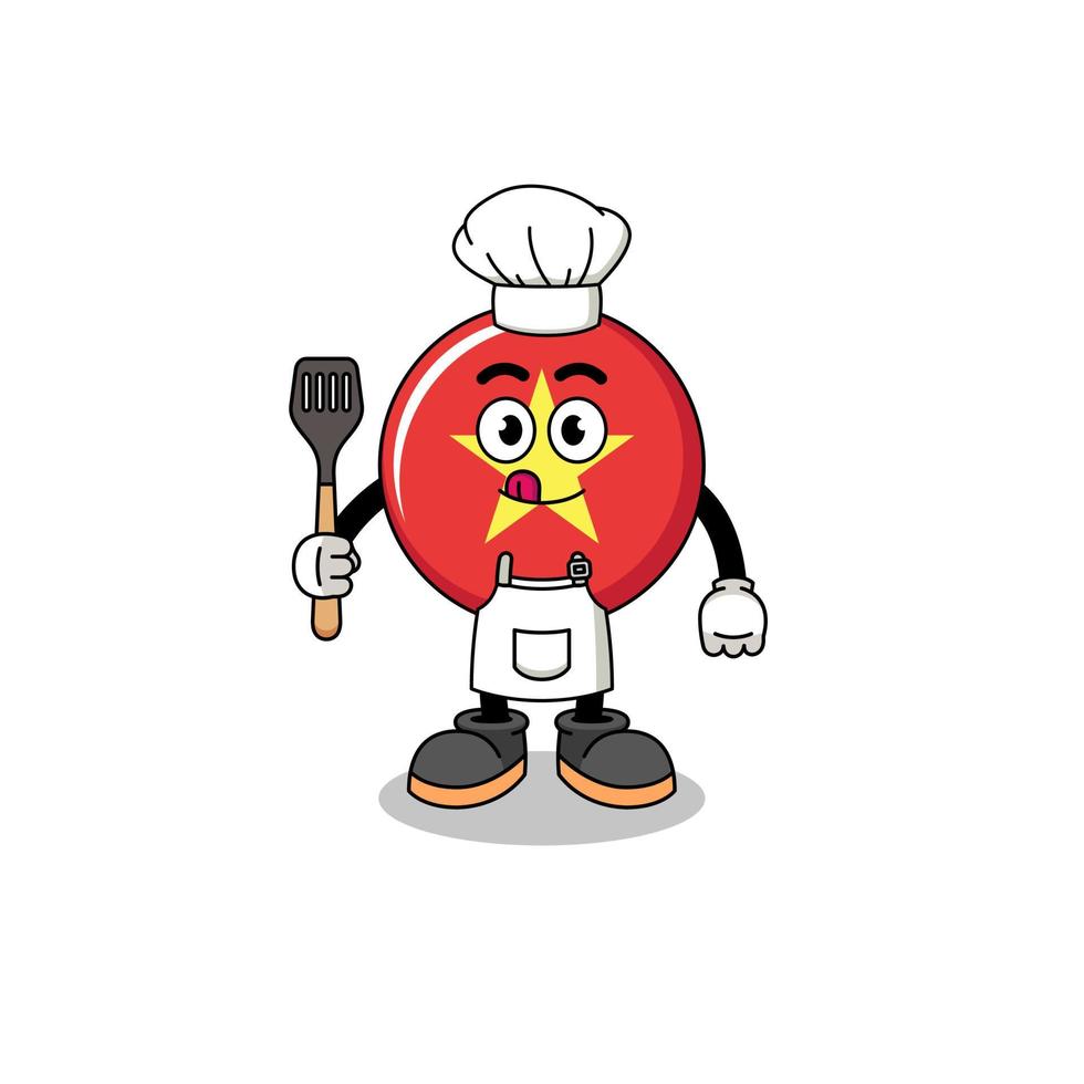 ilustração de mascote do chef da bandeira do vietnã vetor