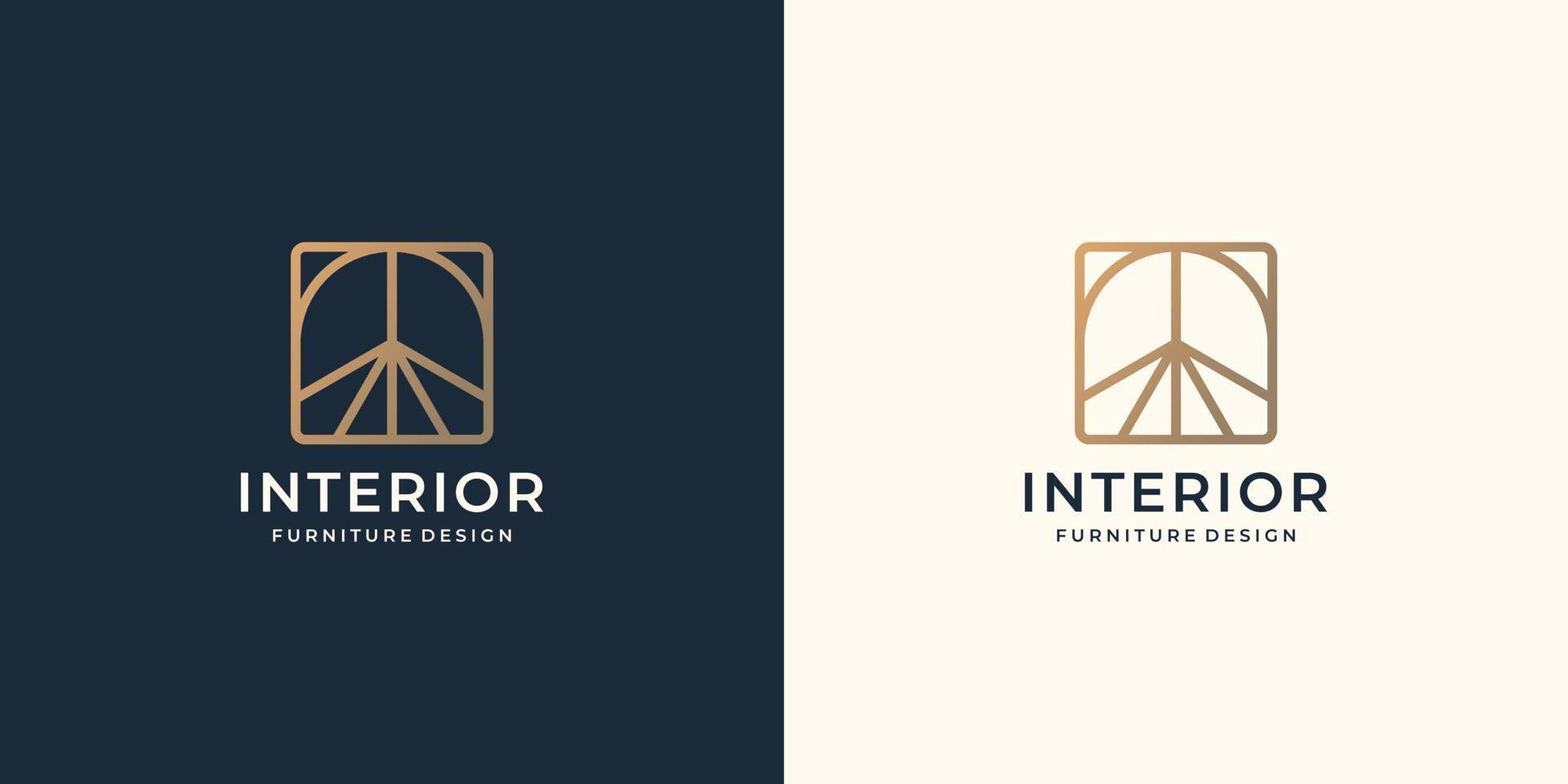 logotipo interior abstrato minimalista. conceito de estilo de arte de linha criativa para modelo de interiores de móveis. vetor