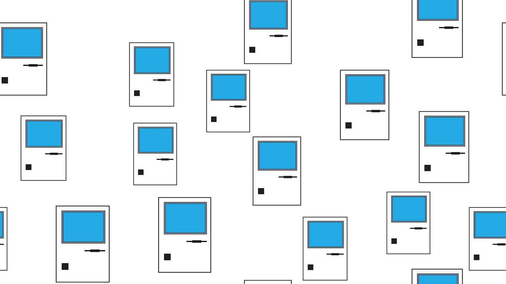 computador sem fim sem costura padrão com computadores retrô antigos, pc moderno branco vintage dos anos 70, 80, 90 isolados no fundo branco. ilustração vetorial vetor