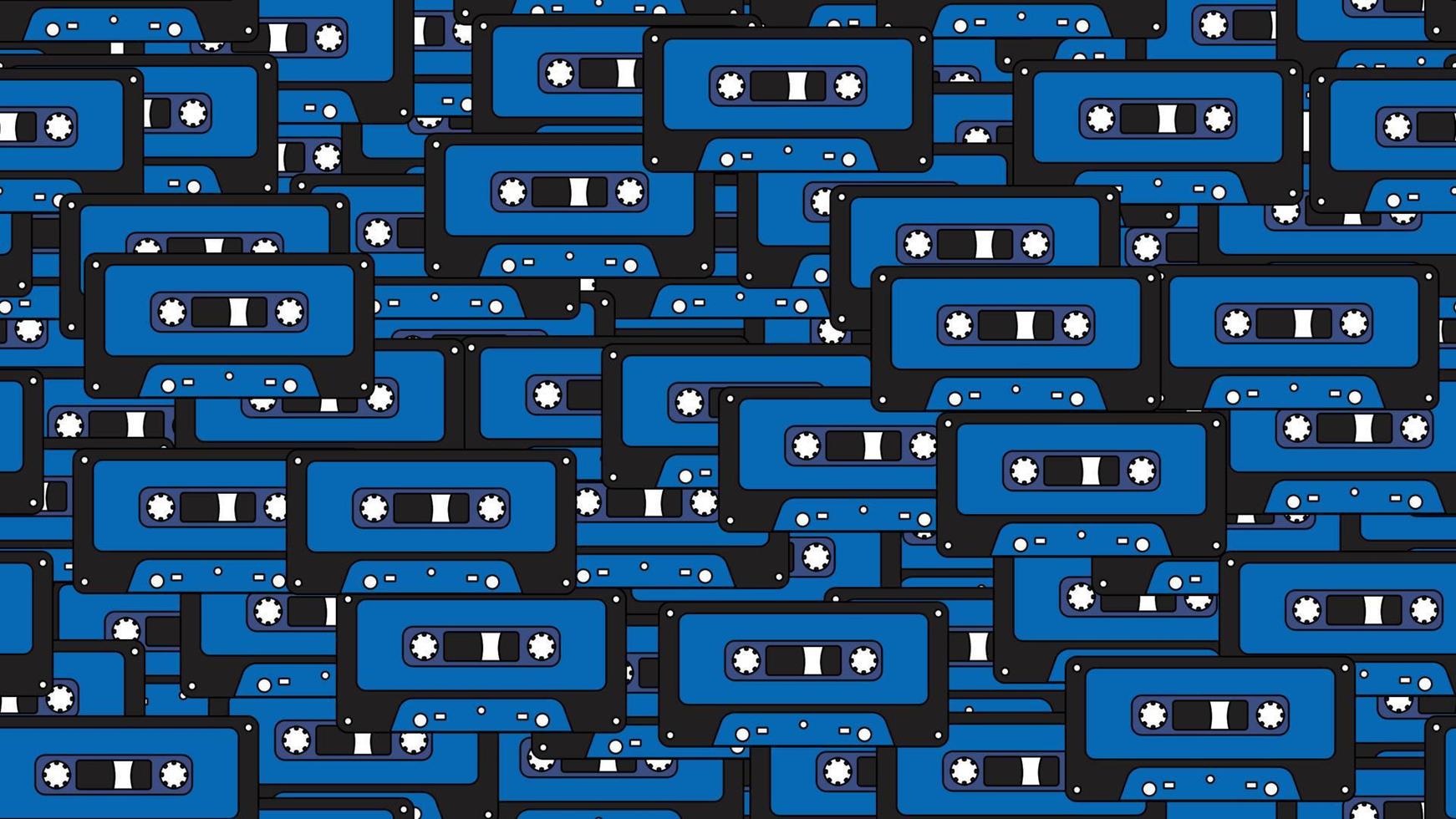 padrão perfeito sem fim com cassetes de áudio de música velho hipster vintage retrô dos anos 70, 80, 90 isolados no fundo branco. ilustração vetorial vetor
