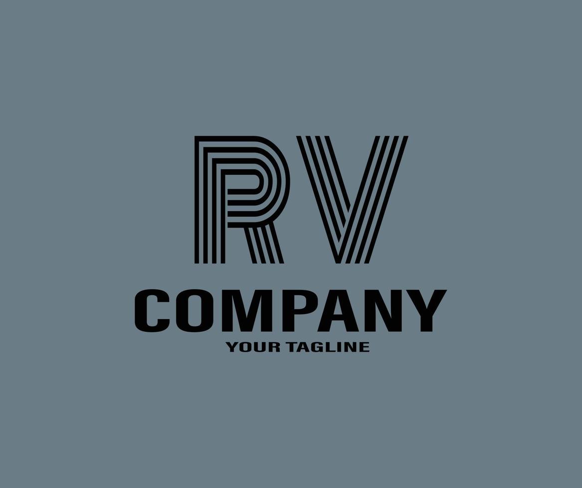 modelo de logotipo de carta rv vetor