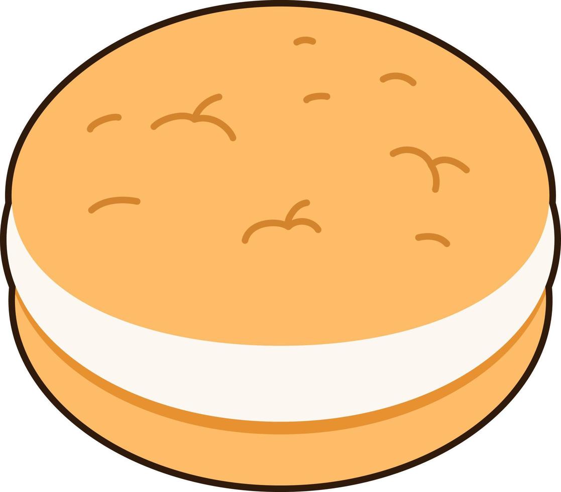 sanduíche whoopie marshmallow sobremesa ícone elemento ilustração adesivo plano estilo preto vetor