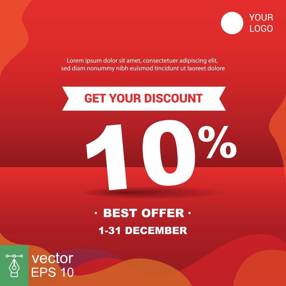 10 fora da faixa de desconto de venda. etiqueta vermelha de venda especial com detalhes da oferta. promoção de etiqueta de preço de oferta de desconto. ilustração vetorial eps 10. vetor