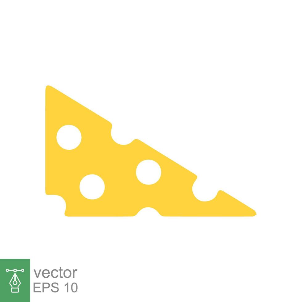ícone de queijo. estilo plano simples. fatia de queijo, pedaço amarelo de queijo cheddar, conceito de comida. ilustração vetorial isolada no fundo branco. eps 10. vetor