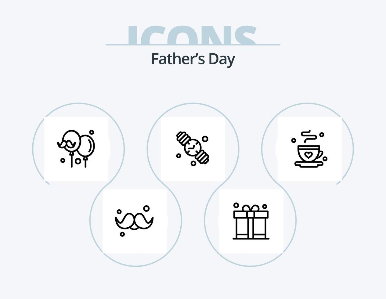 ícone da linha do dia dos pais pack 5 design de ícones. Papai. vestir. café. laço. arco vetor