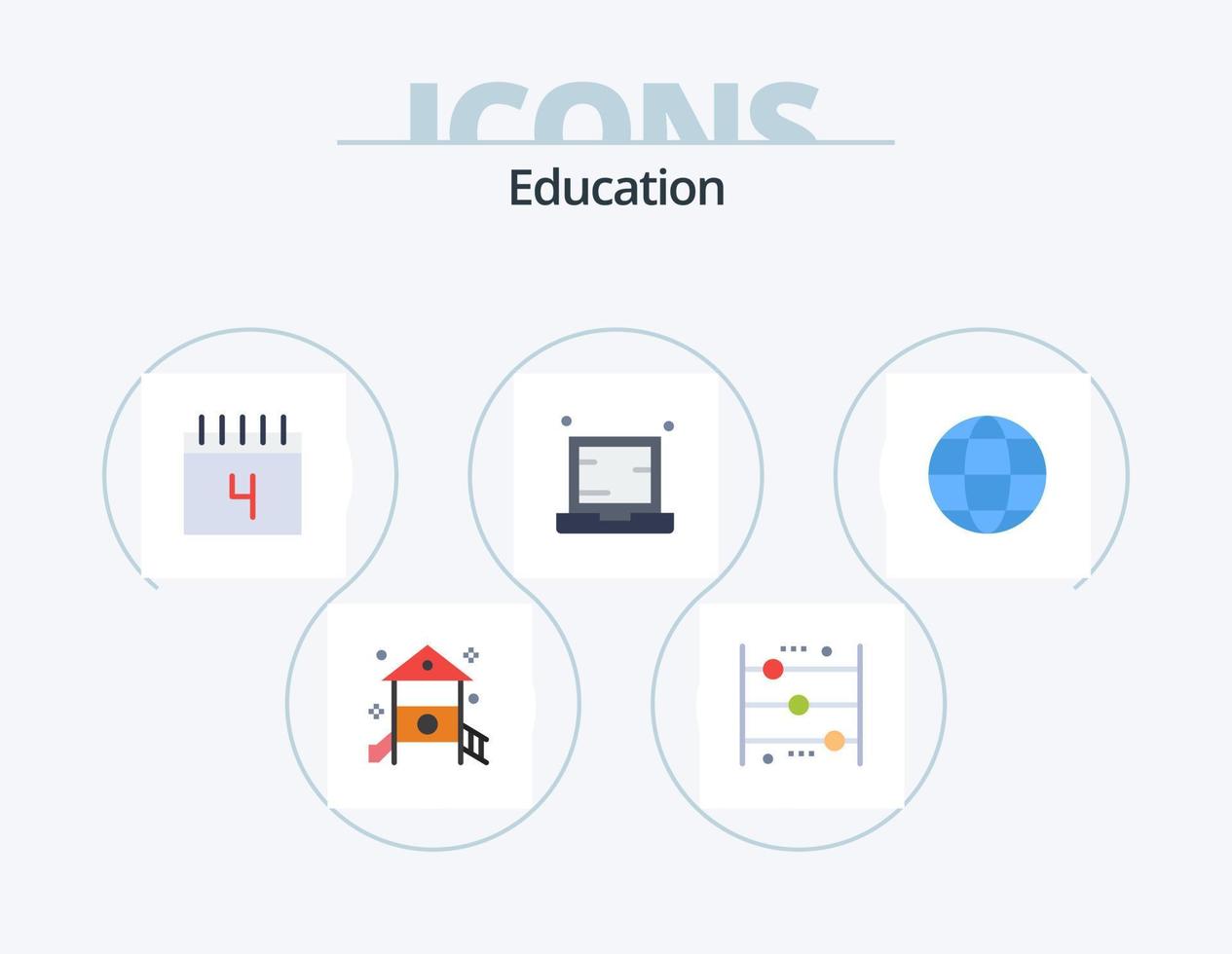 design de ícones do pacote de 5 ícones planos de educação. computador portátil. dispositivo. contando. computador. cronograma vetor