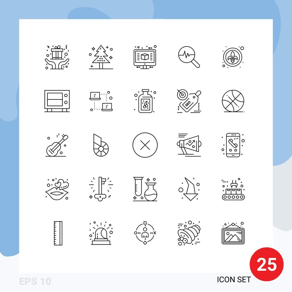 pacote de interface do usuário de 25 linhas básicas de gráfico de decoração gráficos de informações de árvore renderizam elementos de design de vetores editáveis