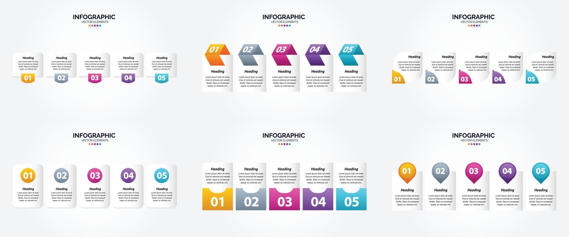 conjunto de design plano de infográficos de ilustração vetorial para folheto publicitário e revista vetor