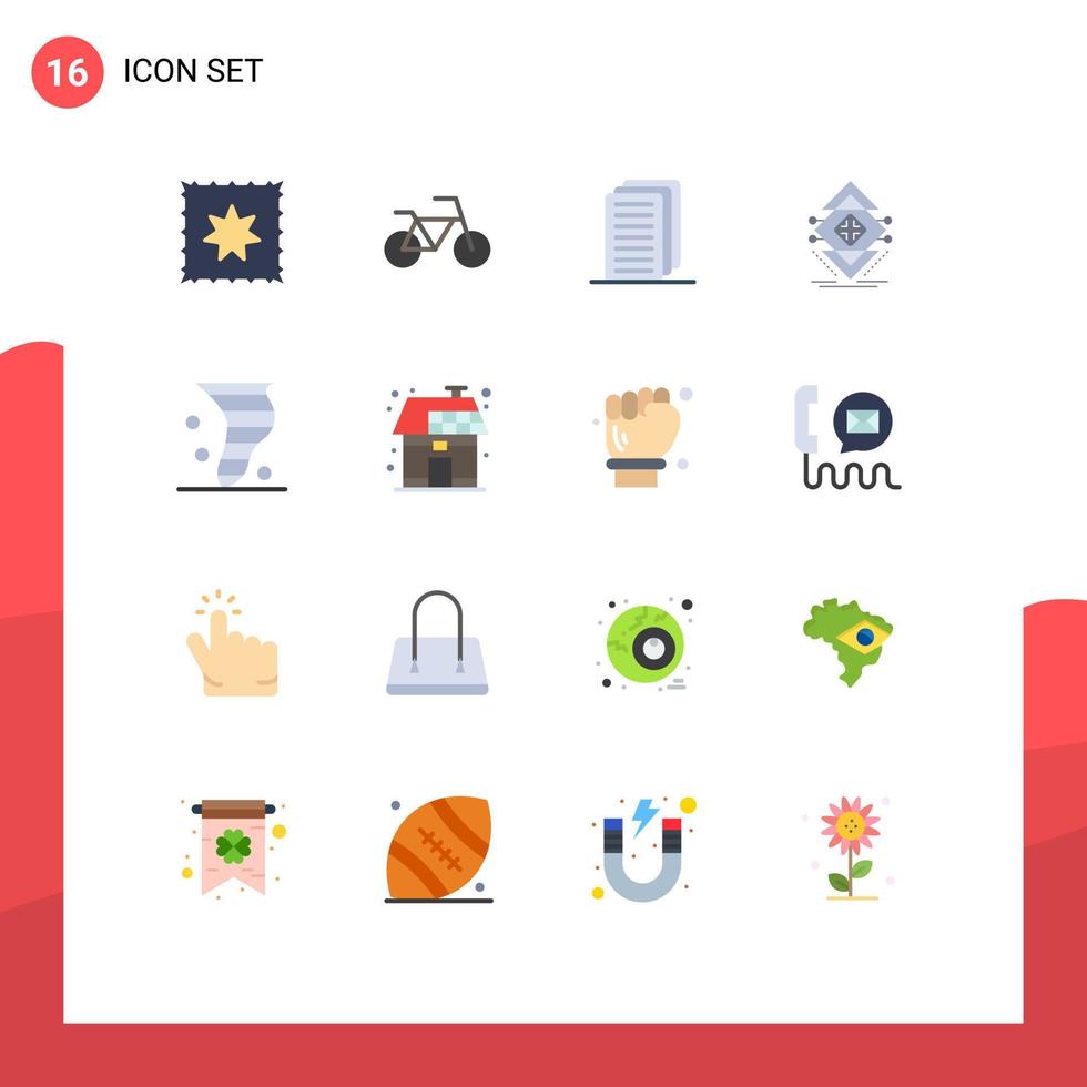 Pacote de cores planas de 16 interfaces de usuário de sinais e símbolos modernos de dados climáticos ecológicos pacote editável de ar climático de elementos de design vetorial criativo vetor