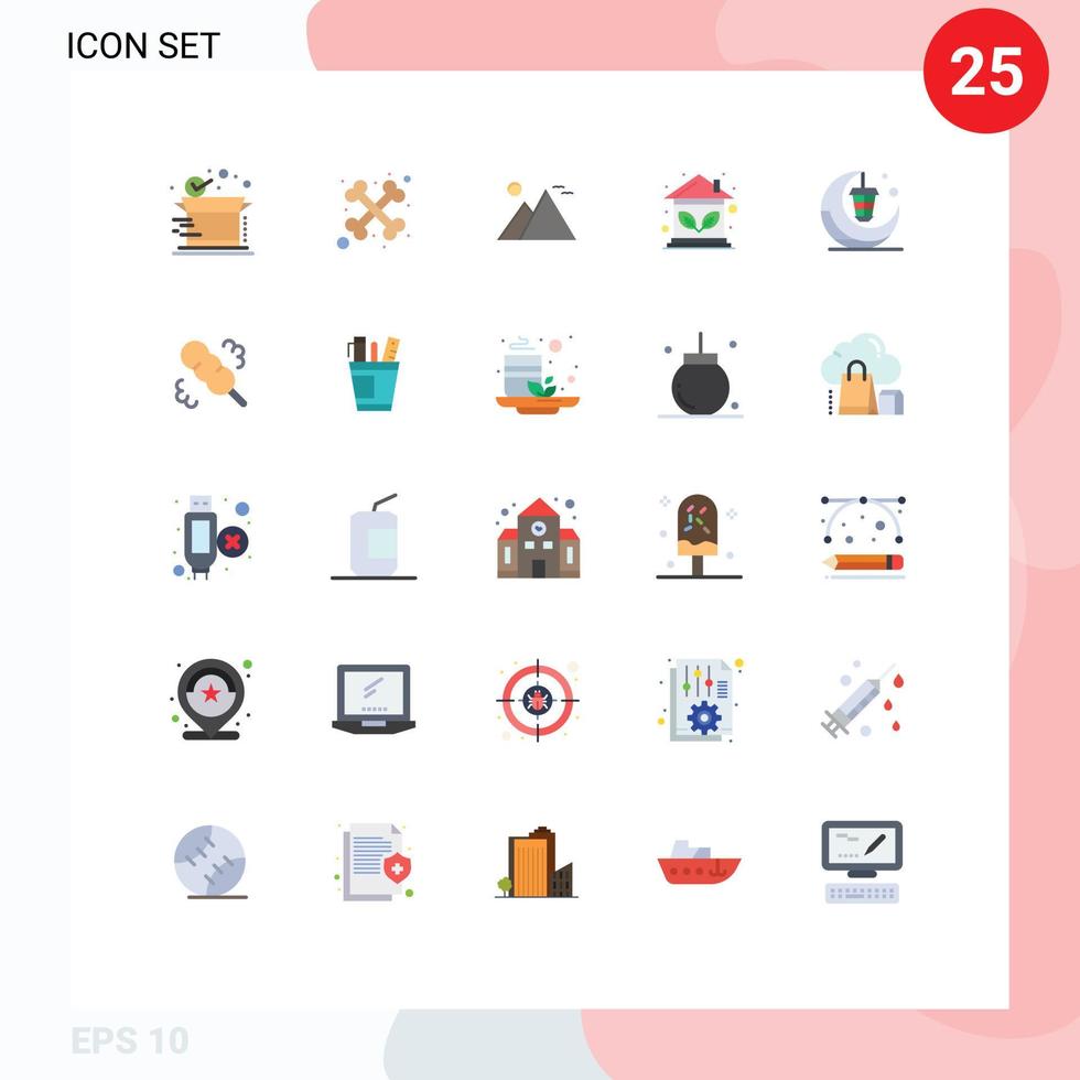 conjunto de 25 sinais de símbolos de ícones de interface do usuário modernos para luz real giza house elementos de design de vetores ecológicos editáveis