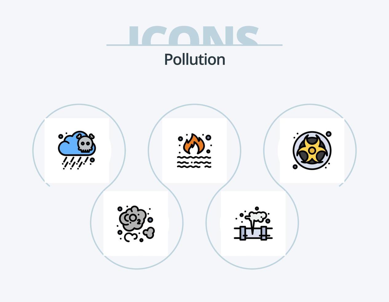 linha de poluição cheia de ícones do pacote 5 design de ícones. poluição. fumaça. energia. poluição. incêndio vetor