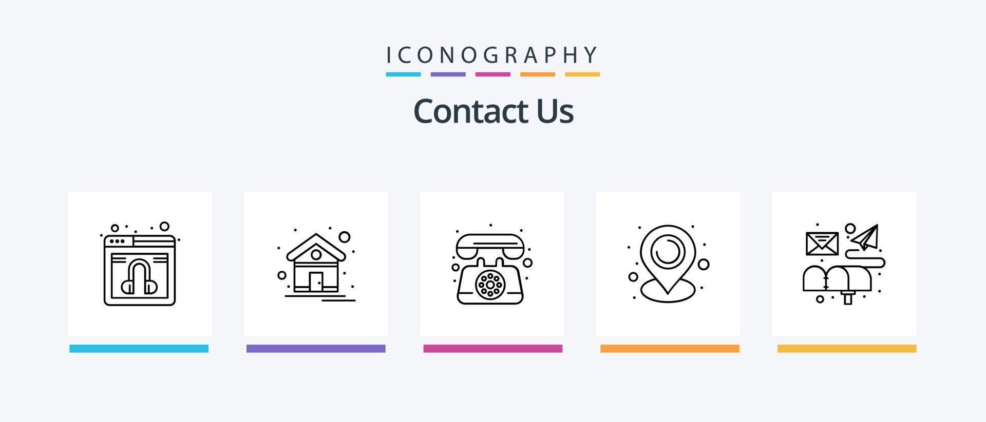 entre em contato conosco linha 5 pacote de ícones incluindo verificado. navegador. página da web. rede. correspondência. design de ícones criativos vetor