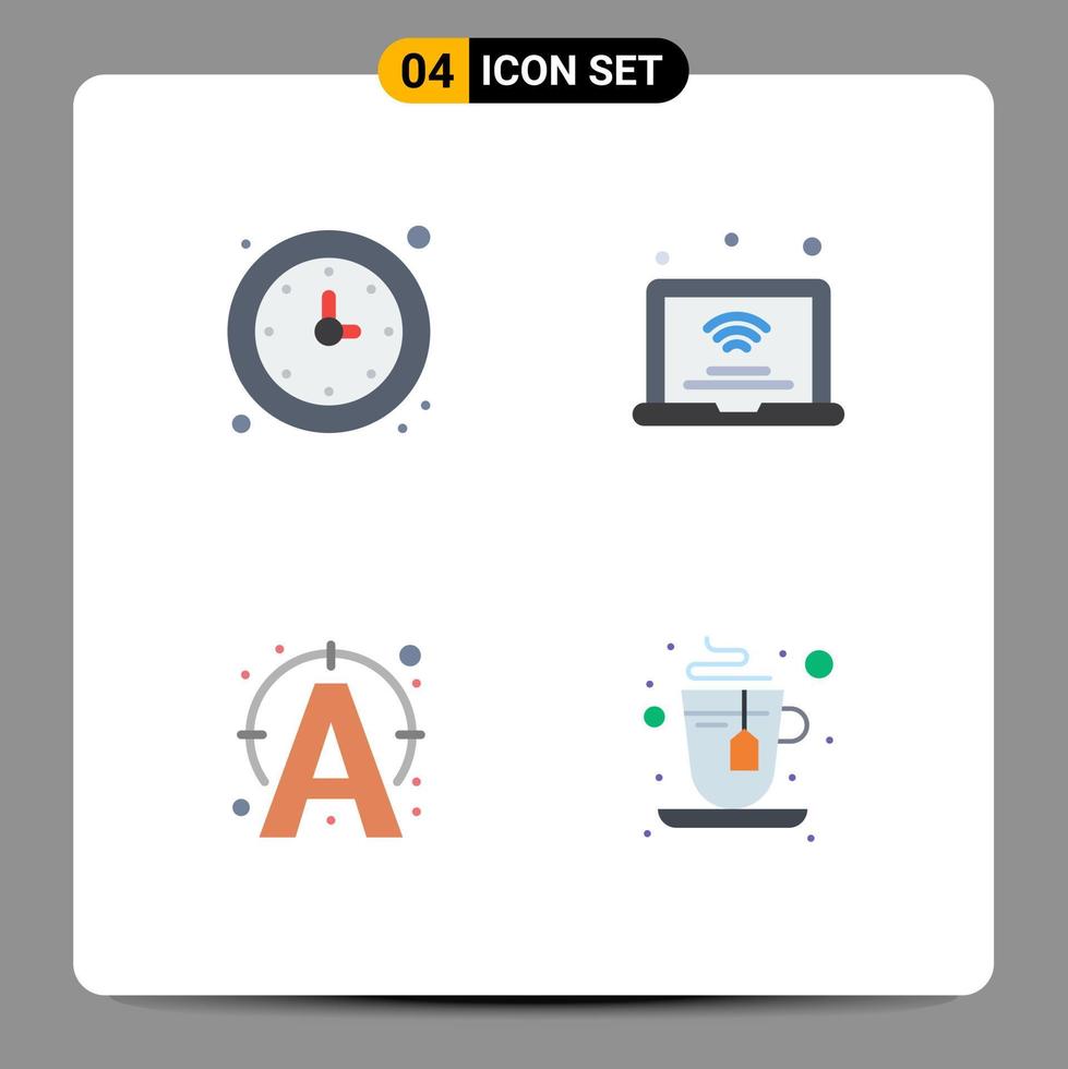 4 conceito de ícone plano para sites móveis e aplicativos relógio wi-fi timer internet texto editável elementos de design vetorial vetor