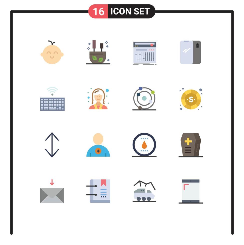 conjunto de 16 sinais de símbolos de ícones de interface do usuário modernos para hardware, controlador de android, telefone móvel, pacote editável de elementos de design de vetores criativos
