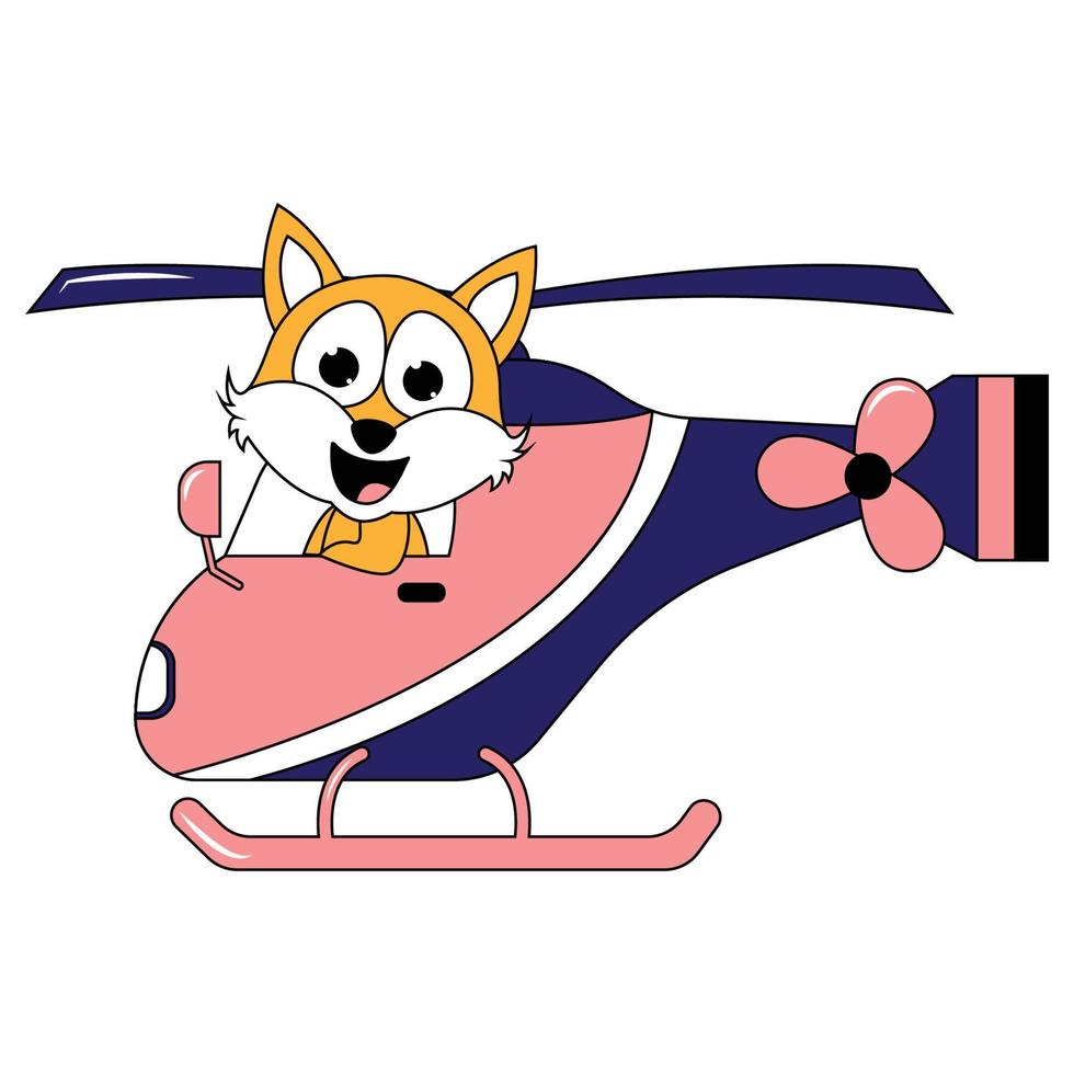 passeio de helicóptero de desenho animado animal fofo vetor