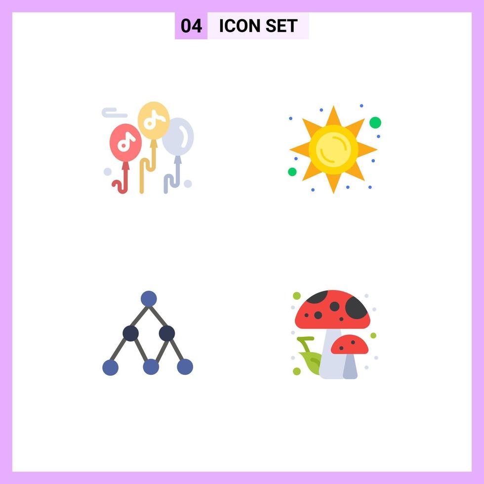 grupo de símbolos de ícone universal de 4 ícones planos modernos de balão brilho social luz do sol floresta editável elementos de design vetorial vetor