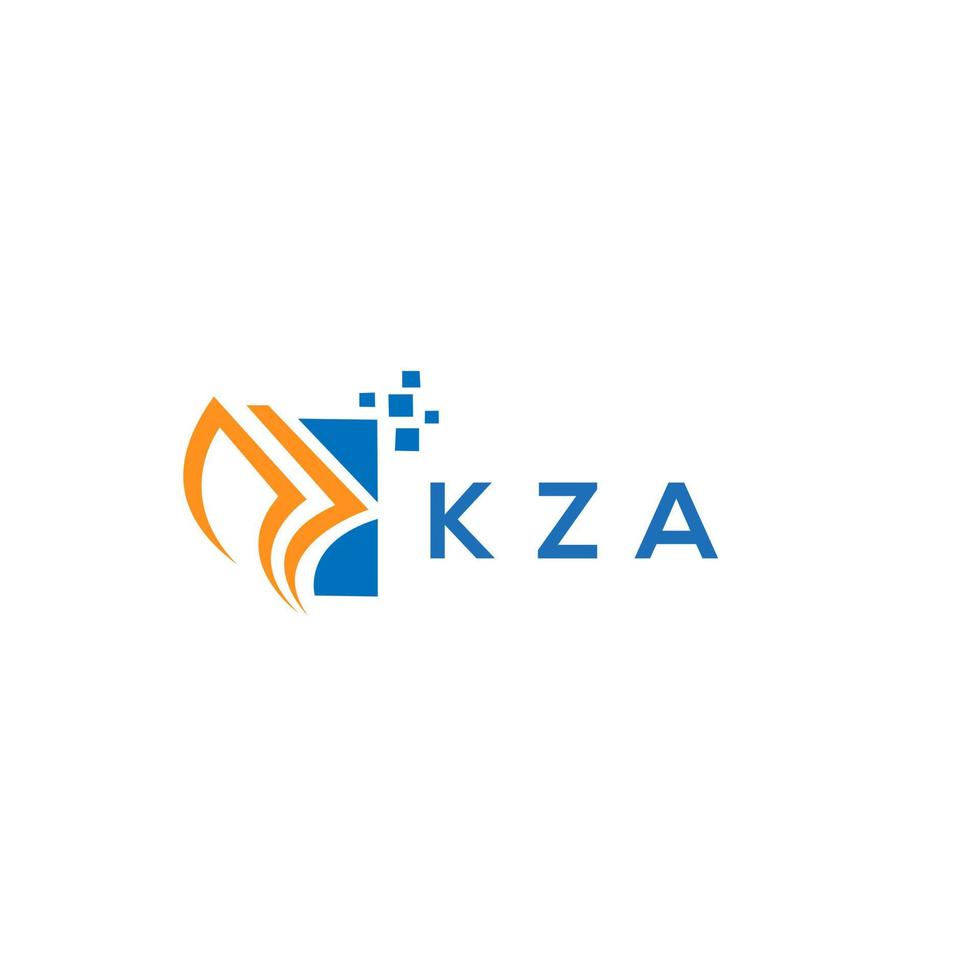 design de logotipo de contabilidade de reparação de crédito kza em fundo branco. conceito criativo do logotipo da letra do gráfico do crescimento das iniciais kza. design de logotipo de finanças de negócios kza. vetor